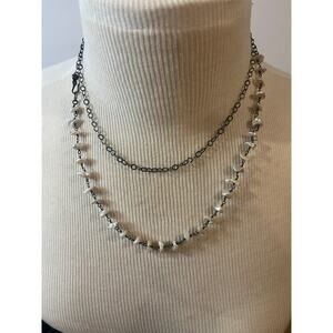 Vintage 17" Chain Necklace with Seed Pearls that can be doubled